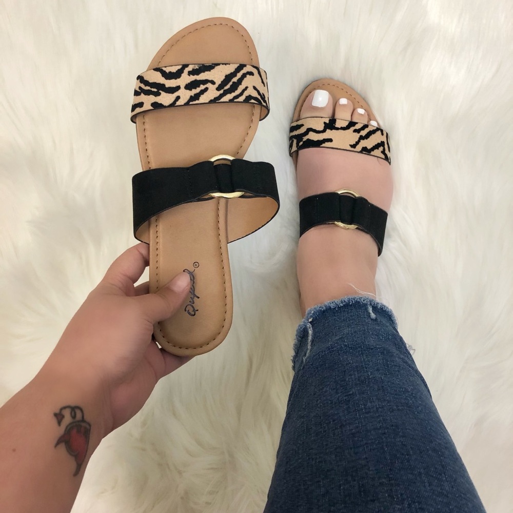 Double Band Animal Print Sandal